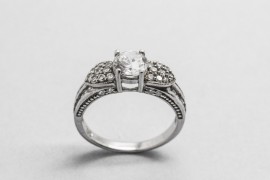Sterling Silver Solitaire Ring with Cubic ZIrconia