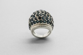 Sterling Silver Ring Decorated with Blue Cubic Zirconia