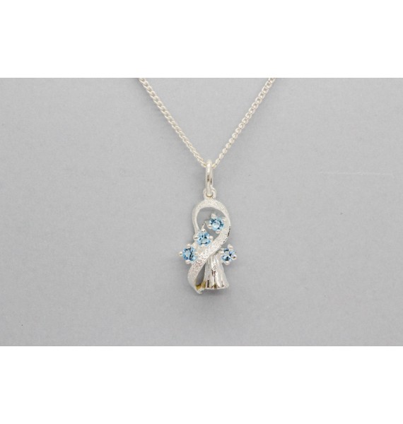 Sterling Silver Christmas Bell Pendant with Cubic Zirconia