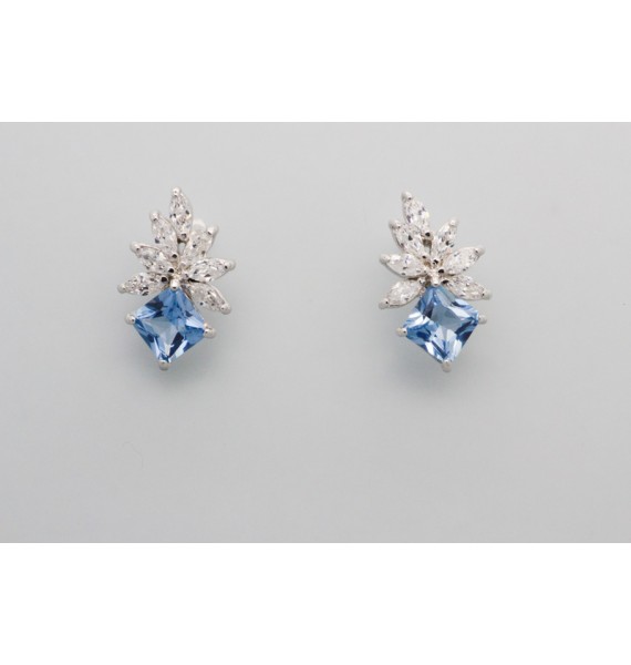 Silver Gemstone Stud Earring