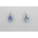 Sterling Silver White and Blue Cubic Zirconia Earrings