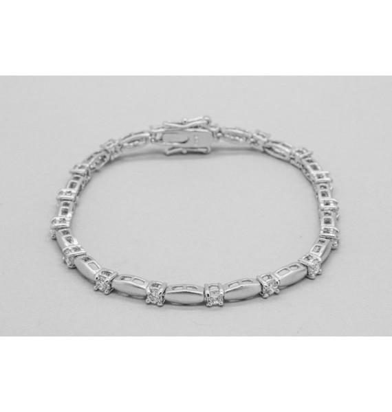 Sterling Silver Bracelet with Cubic Zirconia Gemstones