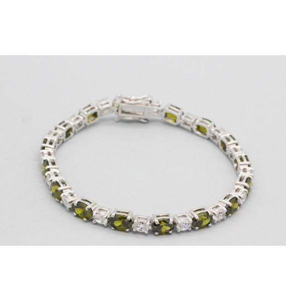 Sterling Silver Tennis Bracelet Decorated with Gemstones
