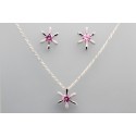 Sterling Silver Set Decorated with Pink Cubic Zirconia