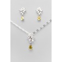 Set de Joyas con Forma de Flor en Plata de Ley y Circonitas