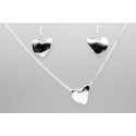 Juego de Pendientes y Collar Corazón en Plata de Ley
