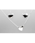 Juego de Pendientes y Collar Corazón en Plata de Ley