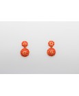 18Kt Yellow Gold Earrings Decorated with Red Coral Gemstones