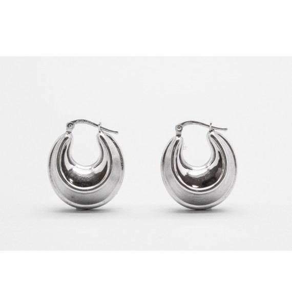 U Shaped 18Kt White Gold Hoop Earrings