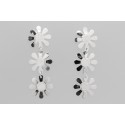 18Kt White Gold Three Flower Drop Earrings