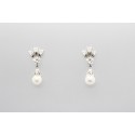 Pendientes de Perlas en Oro de 18Kt Decorado con Circonitas