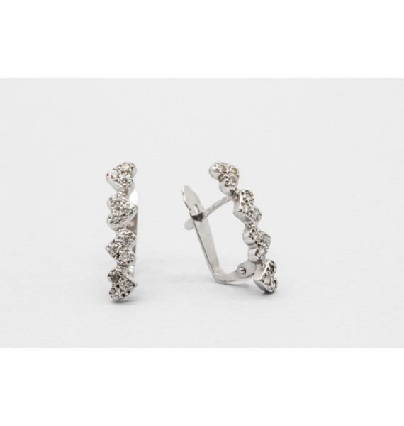 18Kt White Earrings with Cubic Zirconia in the Shape a Heart