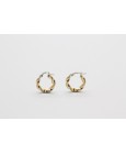 18Kt White & Yellow Gold Hoop Earrings with a Twist Design