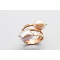 18Kt Rose Gold Ring Decorated with Two Baroque Pearls