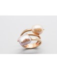 18Kt Rose Gold Ring Decorated with Two Baroque Pearls