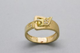 18Kt Yellow Gold Buckle Ring Decorated with Cubic Zirconia