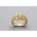 18Kt Yellow Gold Buckle Ring Decorated with Cubic Zirconia
