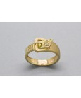 Anillo Hebilla en Oro Amarillo de 18 Quilates con Circonitas
