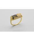 18Kt Yellow Gold Ring with Black and White Cubic Zirconia
