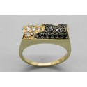18Kt Yellow Gold Ring with Black and White Cubic Zirconia