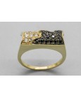 Anillo en Oro de 18 Quilates con Circonitas Blancas y Negras