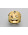 18Kt Yellow Gold Ring with Aquamarine, Citrine and Amethyst