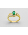 18Kt Yellow Gold Solitaire Ring with an Emerald & Diamonds