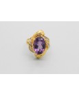 18Kt Yellow Gold Ring with An Amethyst Centre & Diamonds
