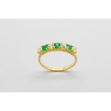 18Kt Gold Ring Decorated with Emeralds & Cubic Zirconia