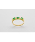 18Kt Gold Ring Decorated with Emeralds & Cubic Zirconia