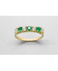18Kt Gold Ring Decorated with Emeralds & Cubic Zirconia