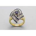 Anillo en Oro de 18 Quilates con Zafiros Azules y Circonitas