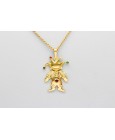 18Kt Gold Mechanical Jester Pendant with Precious Gemstones
