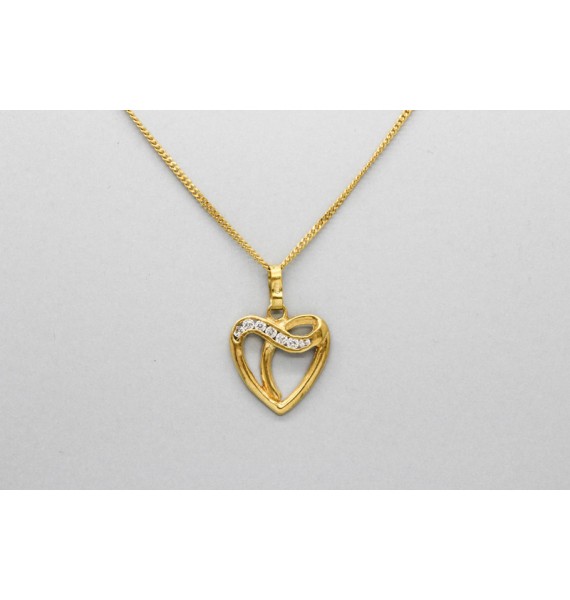 Colgante Corazón en Oro de 18 Quilates con Circonitas