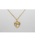 18Kt Yellow Gold Heart Pendant Decorated with Cubic Zirconia