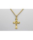 18Kt Yellow Gold Cross Pendant with a Filigree Design
