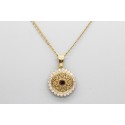 18Kt Yellow Gold Garnet & Cubic Zirconia Sun Pendant