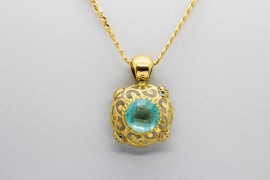 18Kt Yellow Gold Pendant with Aquamarine, Amethyst & Citrine