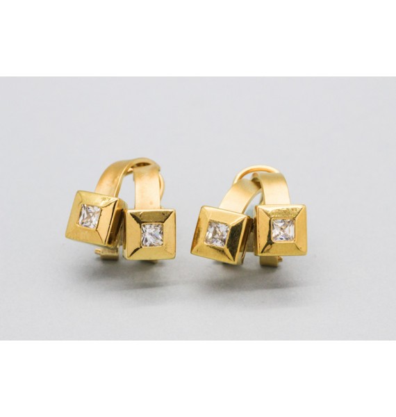 Pendientes en Oro de 18 Quilates Decorados con Circonitas