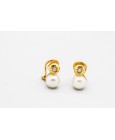 Pendientes en Oro de 18 Quilates con Perlas y Circonitas