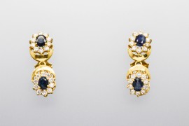 18Kt Yellow Gold Earrings with Sapphires & Cubic Zirconia