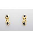 18Kt Yellow Gold Earrings with Sapphires & Cubic Zirconia