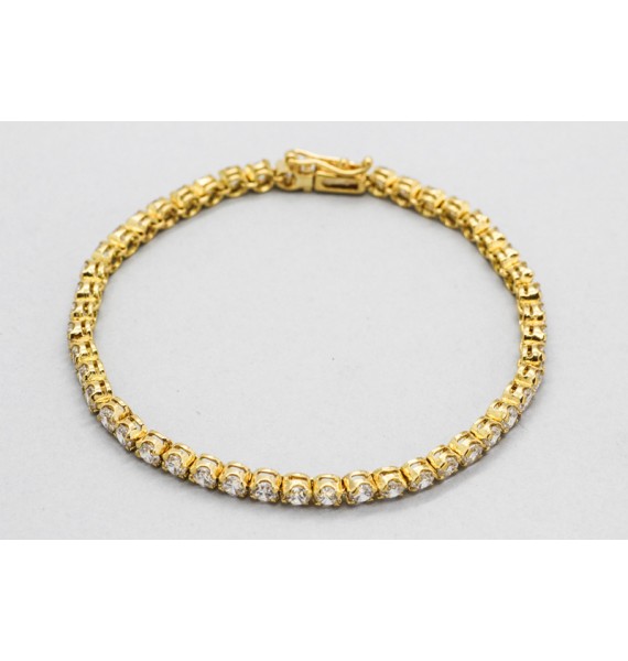 18Kt Yellow Gold Tennis Bracelet with Cubic Zirconia