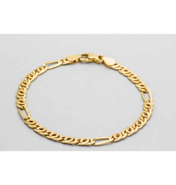 Men's 18Kt Yellow Gold Bracelet with a Figaro Design - 20cm
