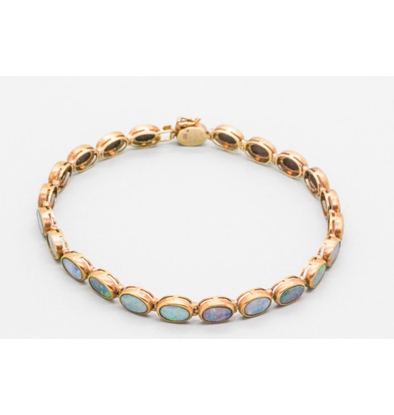 Pulsera Tenis en Oro de 14 Quilates Decorado con Ópalo