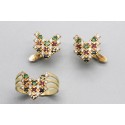 Juego de Pendientes y Anillo con Piedras Preciosas en Oro