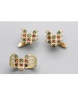 Juego de Pendientes y Anillo con Piedras Preciosas en Oro