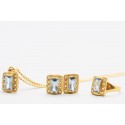 18Kt Gold Set with Aquamarine & Cubic Zirconia Gemstones