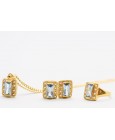 18Kt Gold Set with Aquamarine & Cubic Zirconia Gemstones