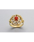 Juego de Joyas en Oro de 18 Quilates con Coral y Circonitas